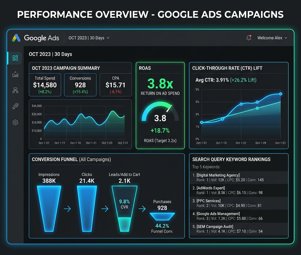 Google Ads Management Houston Dashboard